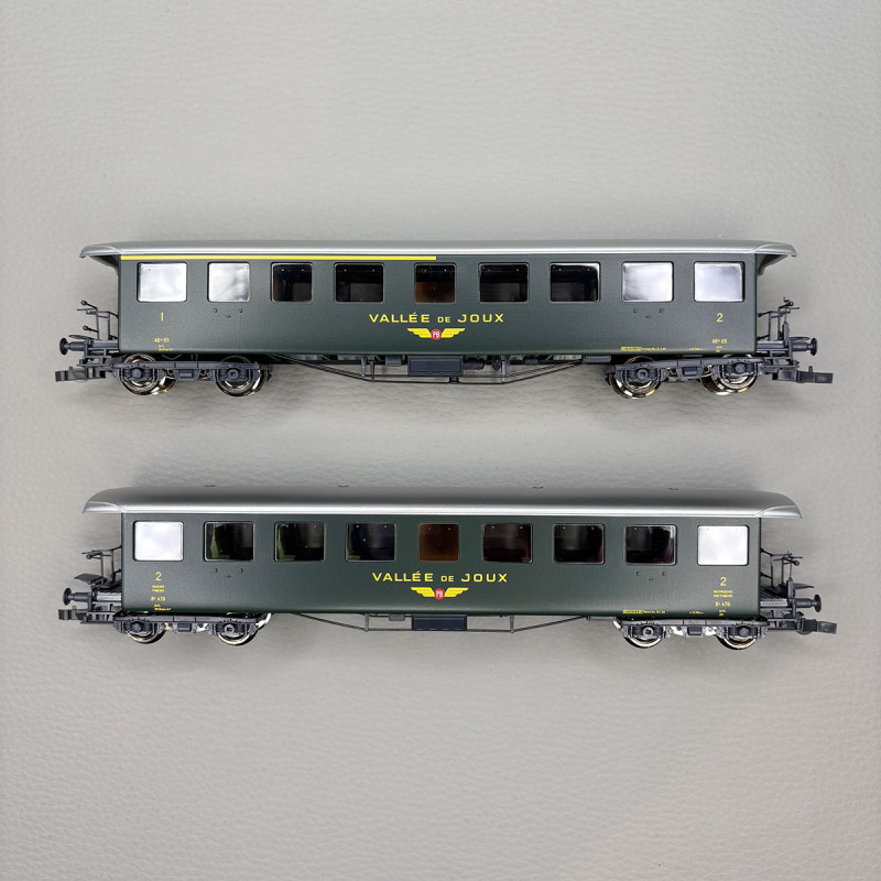 2 voitures voyageurs Seetalbahn, type AB et B, "Vallée de Joux", BPr - ROCO 6200198