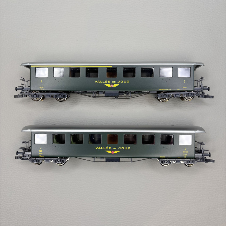 2 voitures voyageurs Seetalbahn, type AB et B, "Vallée de Joux", BPr - ROCO 6200198