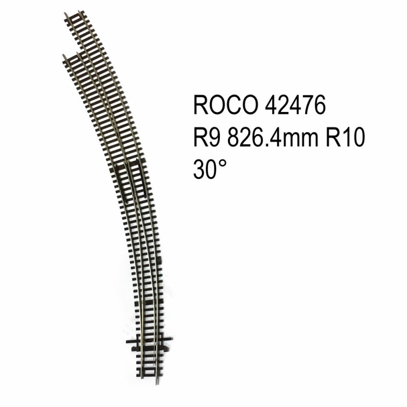 Rail aiguillage courbe gauche R9 R10  30 degrés code 83 -HO-1/87-ROCO 42476