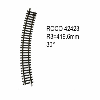 Rail courbe R3  419.6mm 30 degrés code 83 -HO-1/87-ROCO 42423