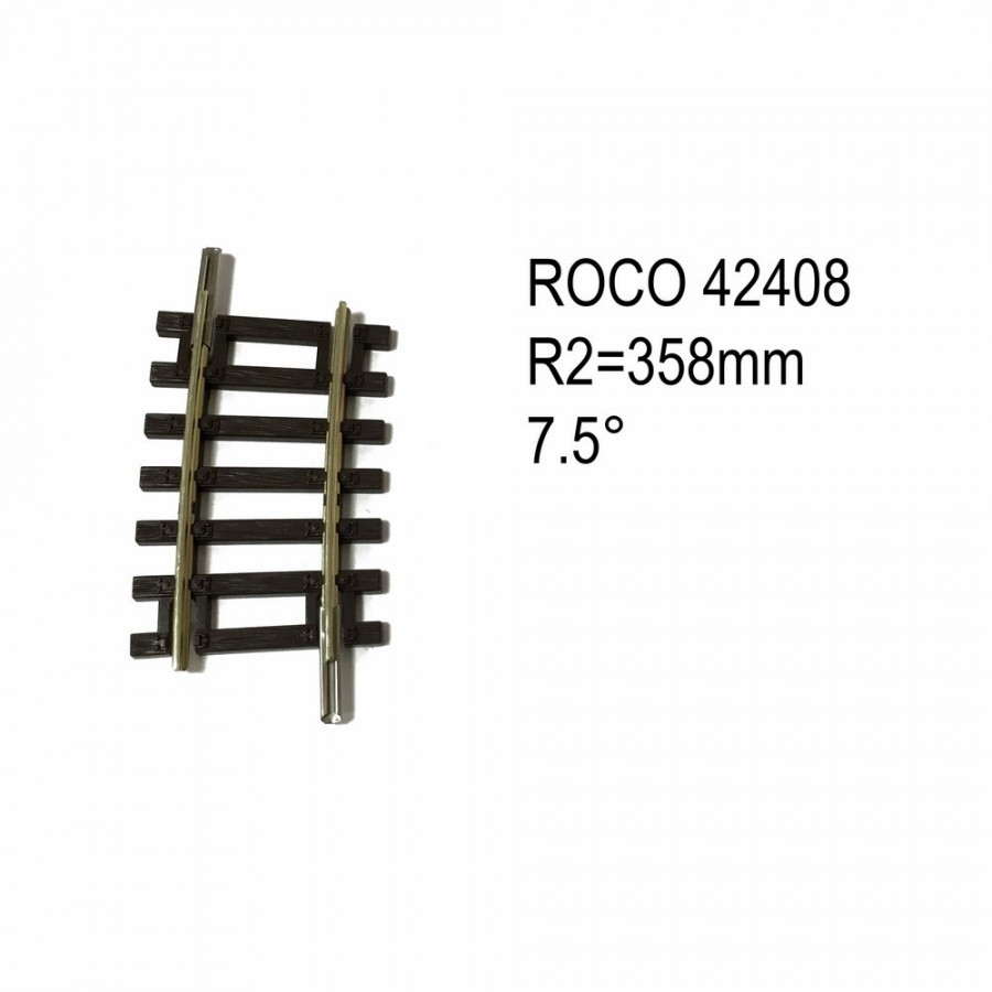 Rail courbe R2  358mm  7.5 degrés code 83 -HO-1/87-ROCO 42408