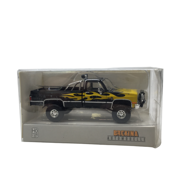 Chevrolet C10, noir, jaune, flammes, 1982 - BREKINA 19693 - HO 1/87