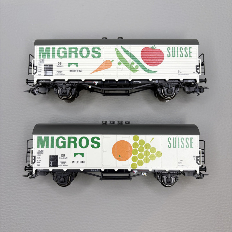 2 wagons réfrigérants de type Tnoms 35 et Ths 42, "Migros suisse", DB - MARKLIN 46173