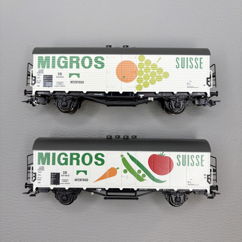 2 wagons réfrigérants de type Tnoms 35 et Ths 42, "Migros suisse", DB - MARKLIN 46173