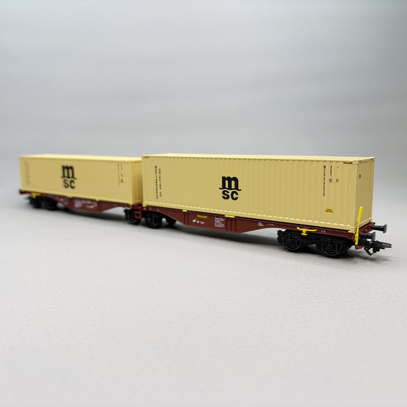 Wagon articulé porte conteneurs de type Sggrs 80, 3MSC", Touax Rail - MARKLIN 47816