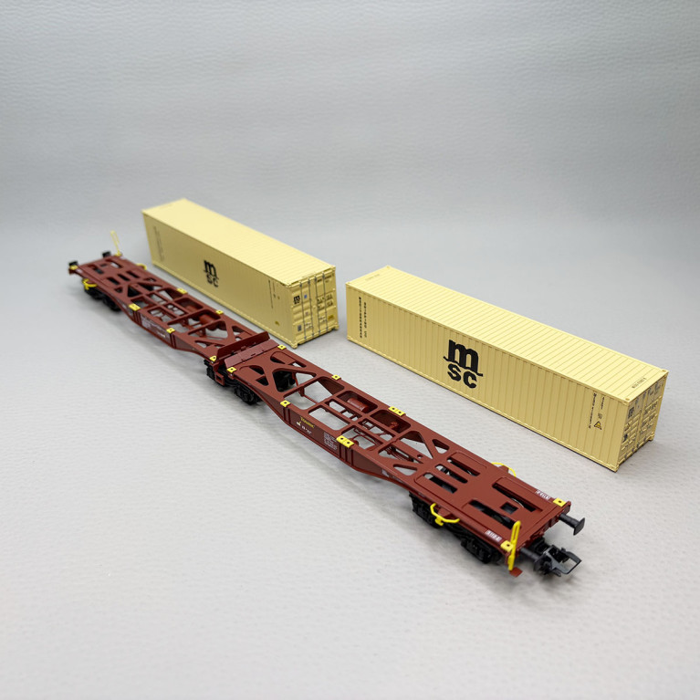 Wagon articulé porte conteneurs de type Sggrs 80, 3MSC", Touax Rail - MARKLIN 47816