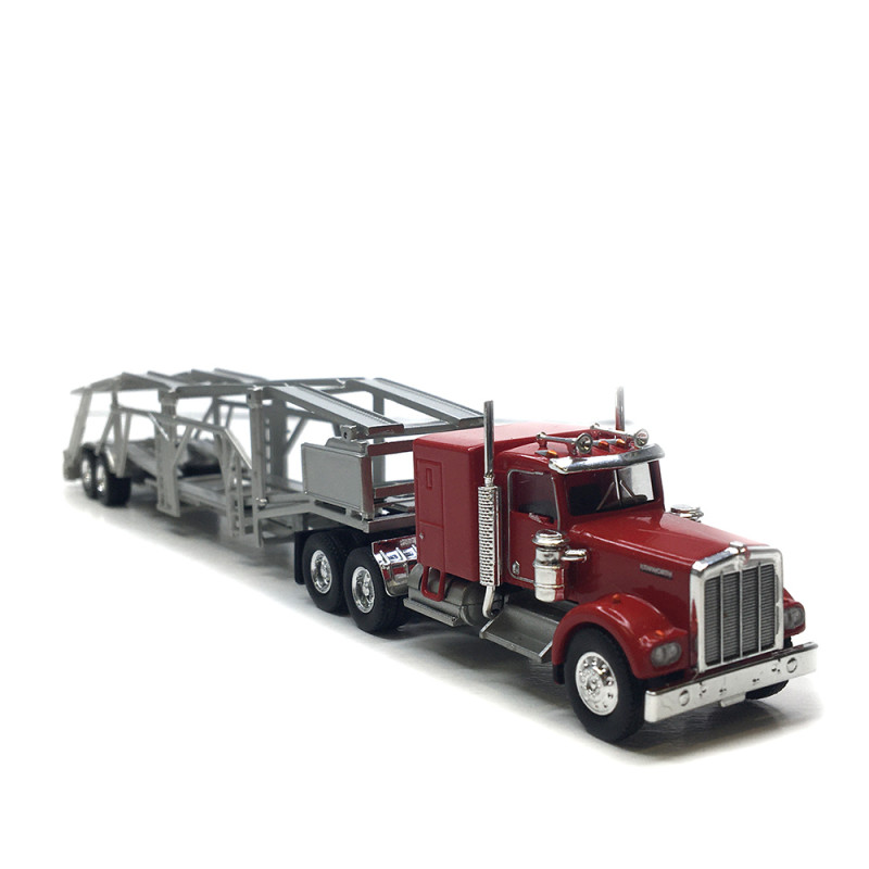 Semi-remorque, porte-voitures, Kenworth W900, rouge, 1977 - BREKINA 86262 - HO 1/87