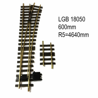 Aiguillage droit droit 600mm R5  4640mm 15 degrés train de jardin -G-1/28-LGB 18050