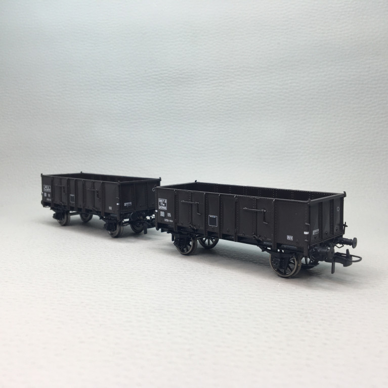 Coffret de 2 Wagons tombereaux Ludwigshafen caisse métallique, 243 771, 243 866, SNCF, Ep. III - REE MODELES WB916 - HO 1/87