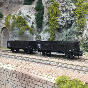 Coffret de 2 Wagons tombereaux Ludwigshafen caisse métallique, 243 771, 243 866, SNCF, Ep. III - REE MODELES WB916 - HO 1/87