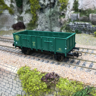 Wagon tombereau Ludwigshafen caisse métallique verte, 100456, SNCB, Ep. III - REE MODELES WB922 - HO 1/87