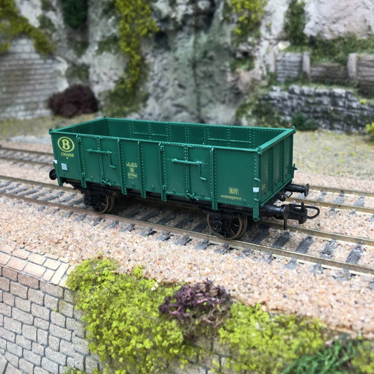 Wagon tombereau Ludwigshafen caisse métallique verte, 100456, SNCB, Ep. III - REE MODELES WB922 - HO 1/87