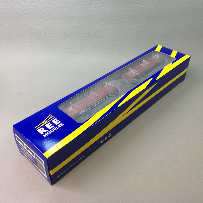 Coffret de 2 Wagons tombereaux Ludwigshafen caisse métallique marron, SNCB, Ep. III - REE MODELES WB923 - HO 1/87