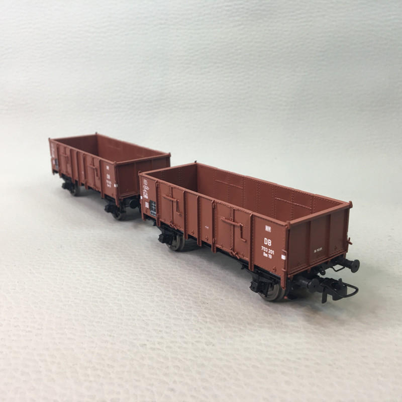 Coffret de 2 Wagons tombereaux Ludwigshafen caisse métallique, 701 125, 703 201, DB, Ep. III - REE MODELES WB926 - HO 1/87