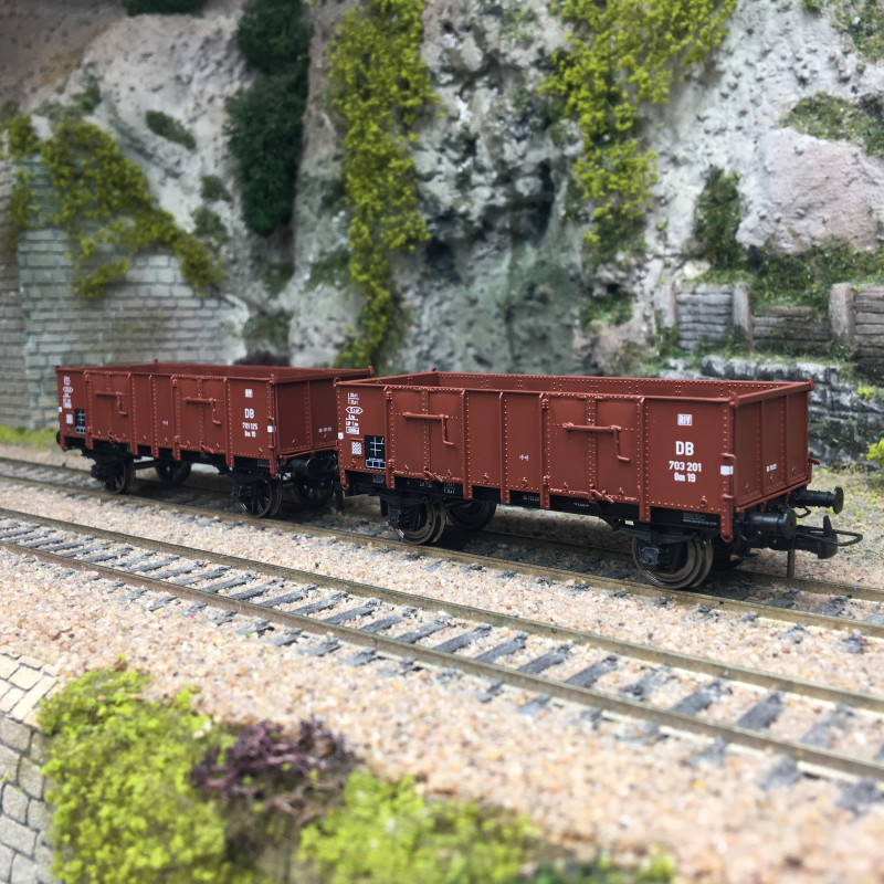 Coffret de 2 Wagons tombereaux Ludwigshafen caisse métallique, 701 125, 703 201, DB, Ep. III - REE MODELES WB926 - HO 1/87