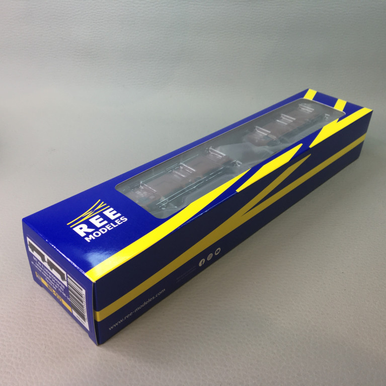 Coffret de 2 Wagons tombereaux Ludwigshafen caisse bois et métallique, Ep. IV - REE MODELES WB931 - HO 1/87