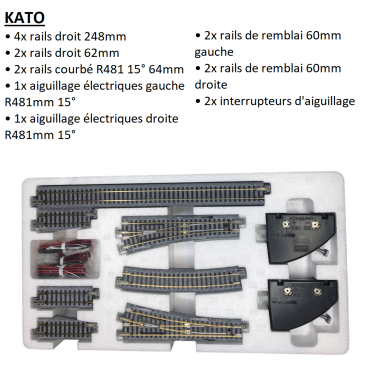Jeu de variante V4, switching siding set, R481 mm, 15°, 16 pièces, Unitrack - LEMKE/KATO 20-863 - N 1/160