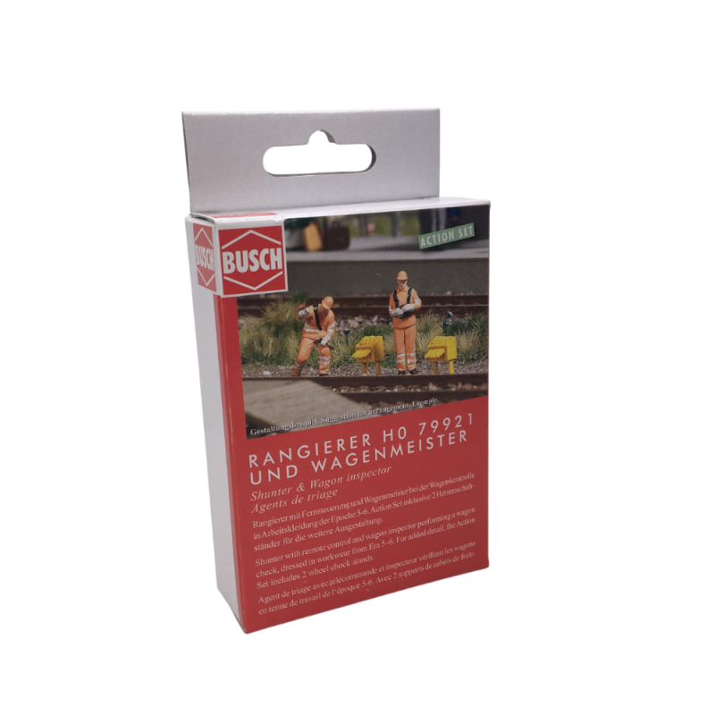 Coffret d'action, Manœuvre et maître de wagon, époque V-VI - BUSCH 79921 - HO 1/87
