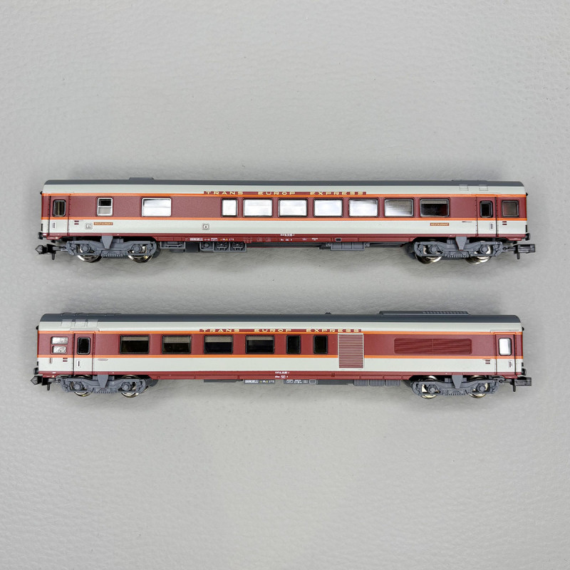 2 voitures "Grand Confort", TEE, mixte fourgon et restaurant, SNCF - MINITRIX 15692