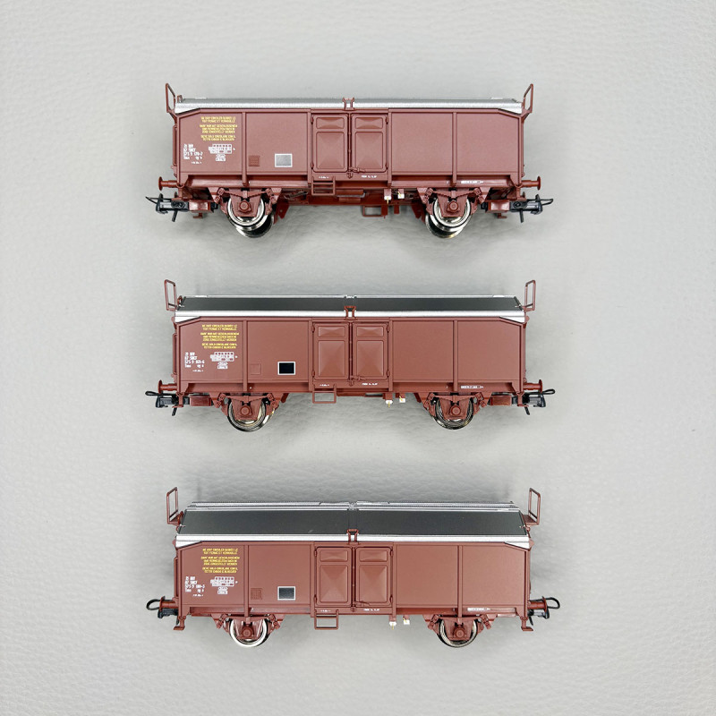 3 wagons tombereaux à toit coulissant, type Tms, SNCF - ROCO 6600173