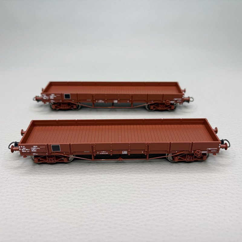 2 wagons plats à ridelles, type TP, à bogies, SNCF - ROCO 6600224