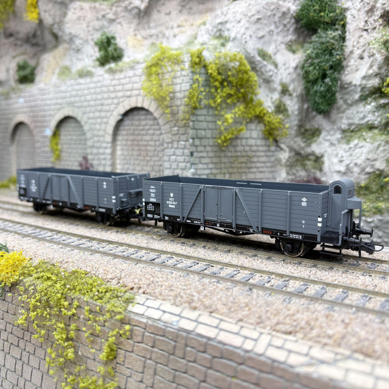 2 wagons tombereaux de type Wddo, "Villach", PKP, Ep. III - ROCO 6600216 - HO 1/87
