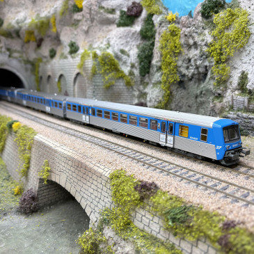 Rame réversible RRR, BDx+Bz+AB, TER Rhône Alpes, logo Nouille, SNCF, Ep. IVb et V - EPM E 41.49.15 - HO 1/87