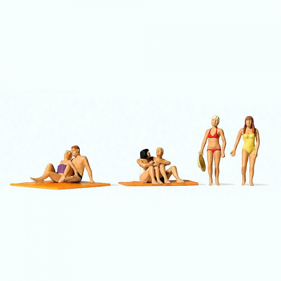 6 figurines à la plage avec 2 serviettes HO-1/87-PREISER 10671
