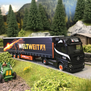 Mercedes Benz, Actros L18, Semi-remorque à rideaux coulissants, Gigaspace, Ferntrans Hass/worldwide - HERPA 320023 - HO 1/87