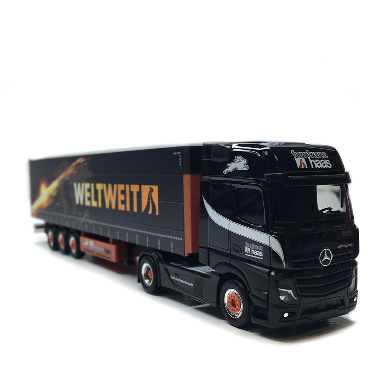 Mercedes Benz, Actros L18, Semi-remorque à rideaux coulissants, Gigaspace, Ferntrans Hass/worldwide - HERPA 320023 - HO 1/87