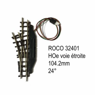 Rail aiguillage droit gauche 104.2mm 24 degrés électrique-HO-1/87-ROCO 32401