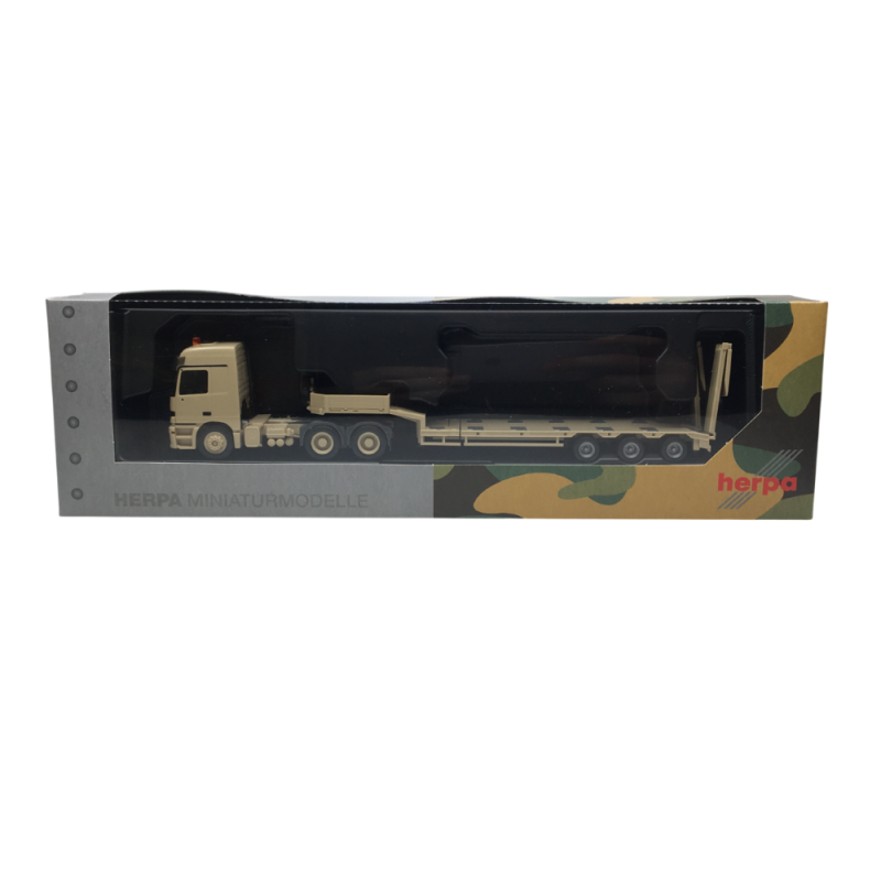 Mercedes Benz, Actros L MP1, semi-remorque surbaissée, armée Belge, beige sable - HERPA 747271 - HO 1/87