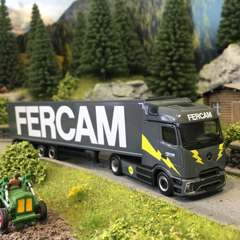 Mercedes Benz, eActros 600, semi-remorque à rideaux coulissants, ProCabin Streamspace, FERCAM, italie - HERPA 320184 - HO 1/87