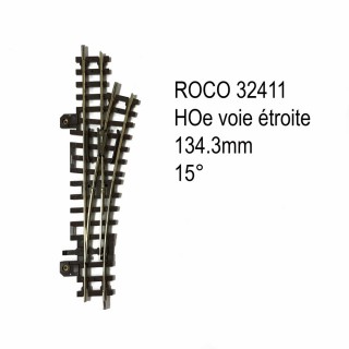 Rail aiguillage droit droit 134.3mm 15 degrés manuel-HO-1/87-ROCO 32411