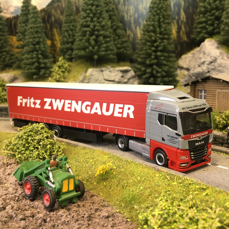MAN TGX GM, semi-remorque à rideaux coulissants, Zwengauer - HERPA 319911 - HO 1/87