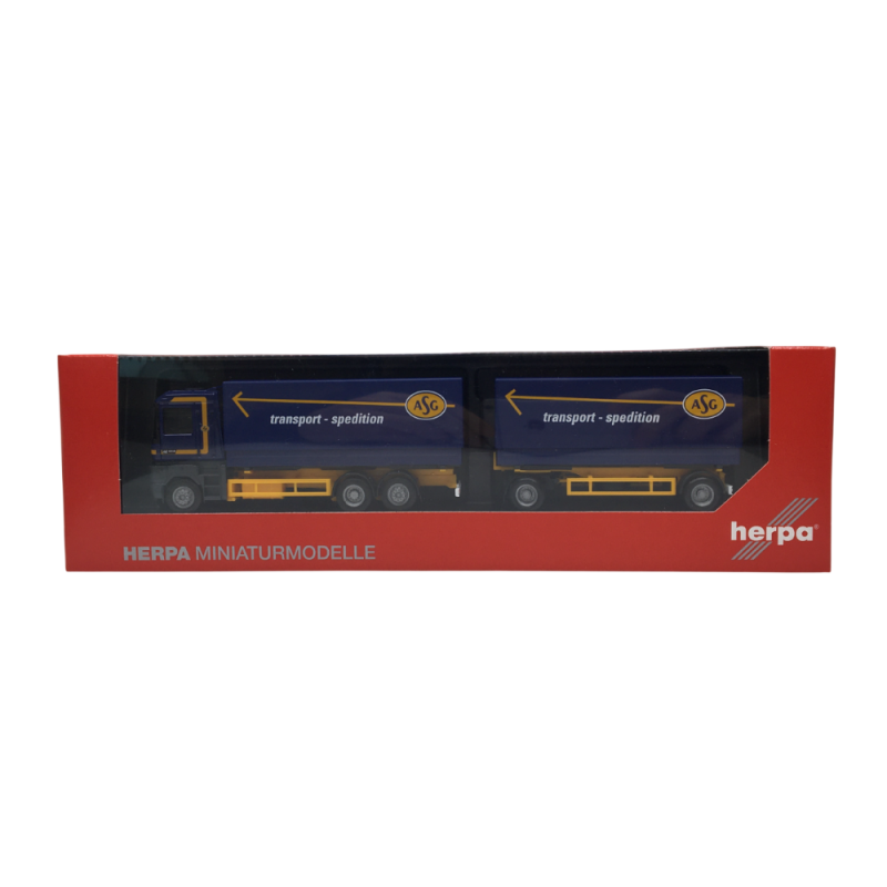Renault AE, remorque bâchée à plateau, ASG, Suède, 1990 - HERPA 320160 - HO 1/87
