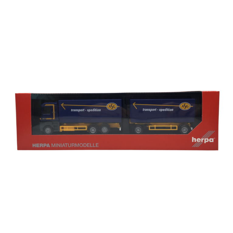 Renault AE, remorque bâchée à plateau, ASG, Suède, 1990 - HERPA 320160 - HO 1/87