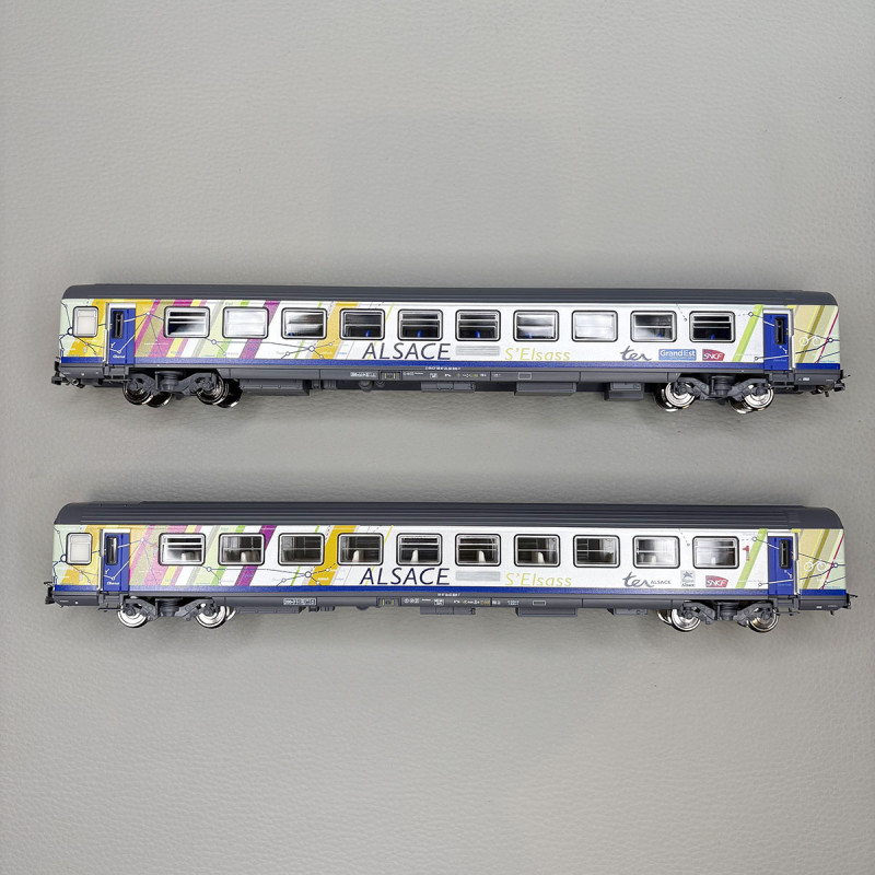PIKO 97143 - 2 voitures voyageurs, A10tu + B11tu (1 + 2CL), TER Alsace, logo carmillon, SNCF