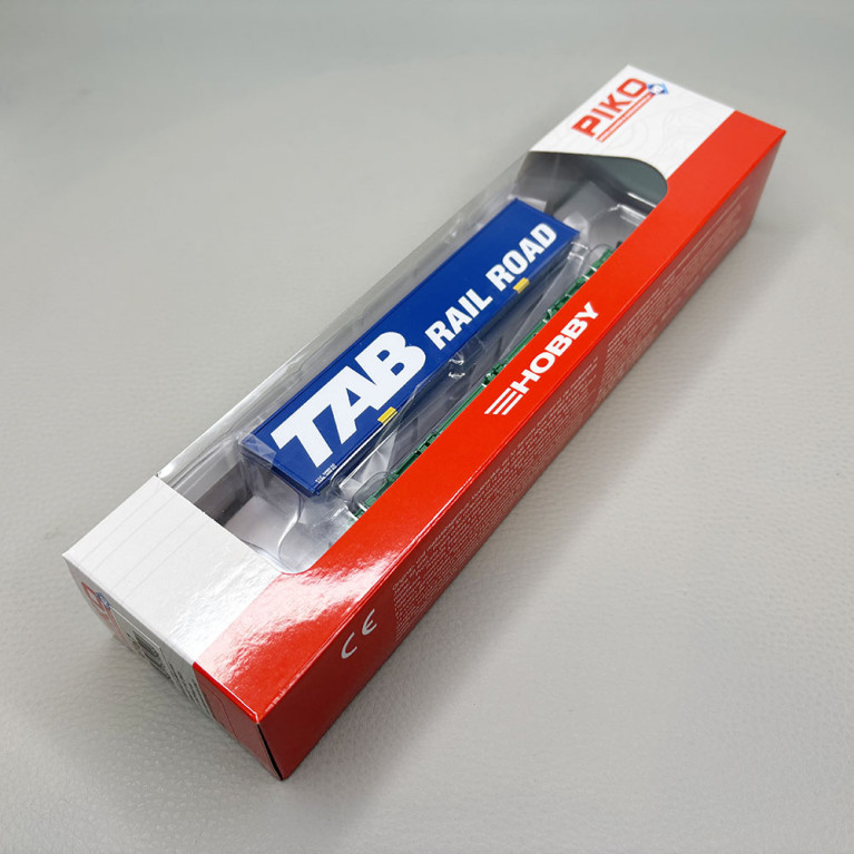 PIKO 97167 - Wagon plat porte conteneur, 2 essieux, RIV, "TAB Rail Road", FRET SNCF
