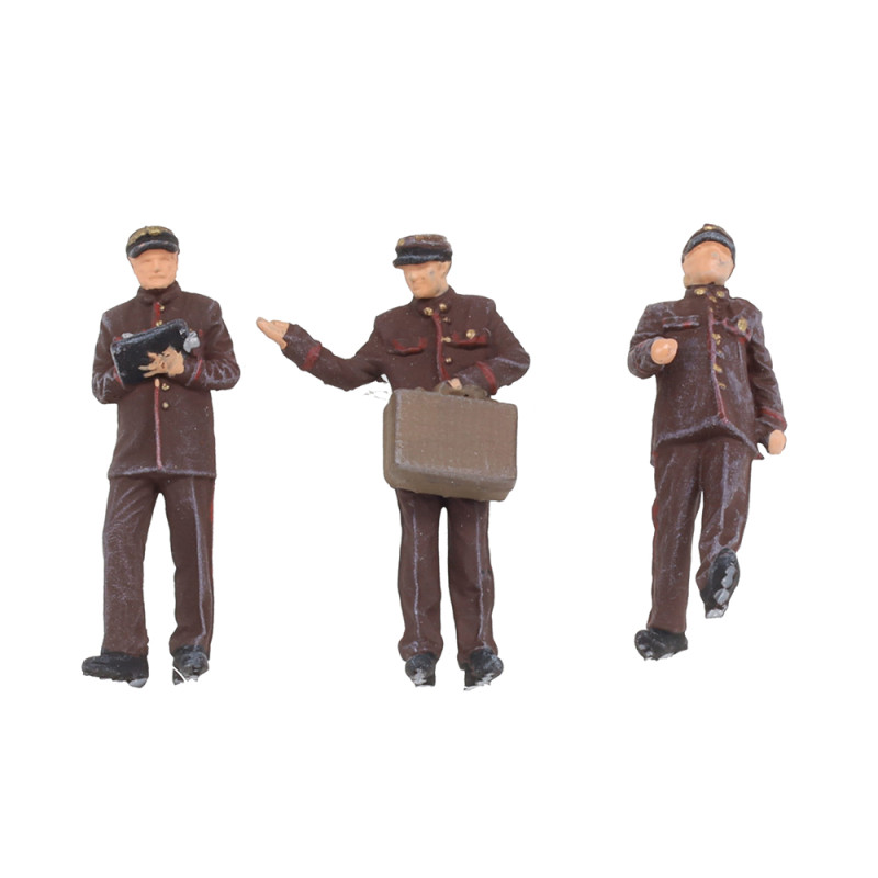 3 agents de bord de la CIWL/SNCF, époque III - LSMODELS 89651 - HO 1/87
