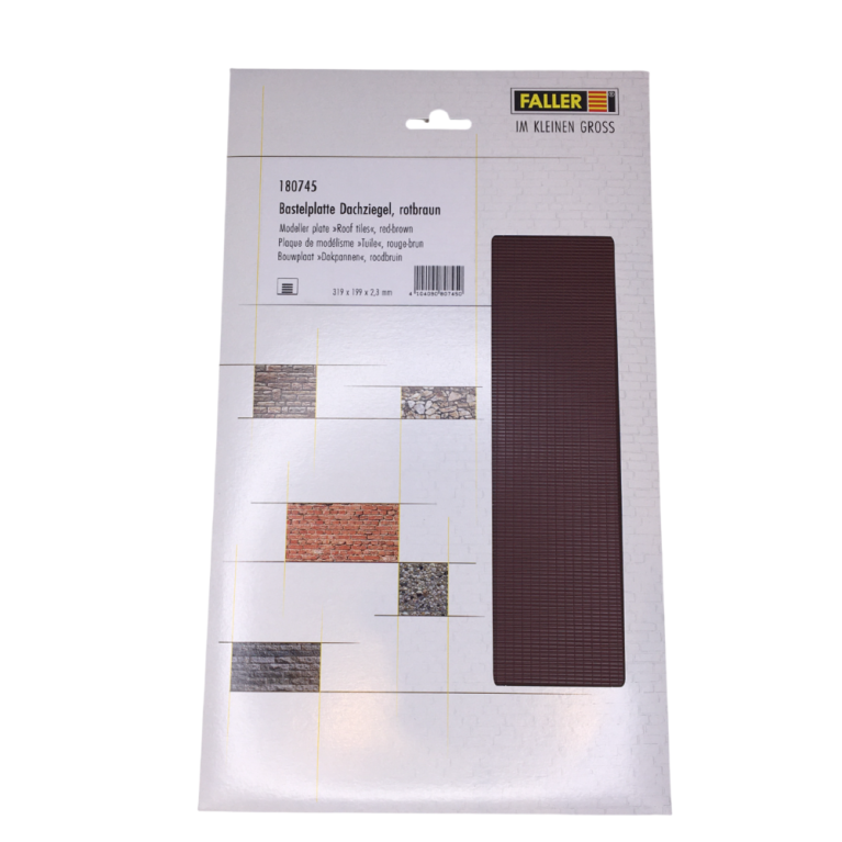 Plaque de modélisme, tuile, rouge-brun - Faller 180745 - HO 1/87