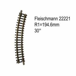 Rail courbe R1  194.6mm 30 degrés-N-1/160-FLEISCHMANN 22221