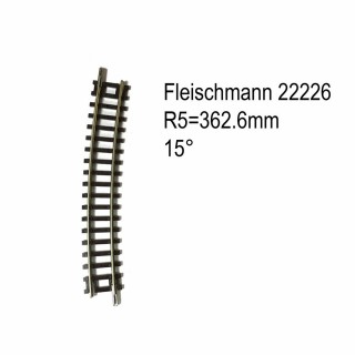 Rail courbe R5  362.6mm 15 degrés-N-1/160-FLEISCHMANN 22226