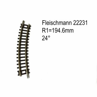Rail courbe R1  194.6mm 24 degrés-N-1/160-FLEISCHMANN 22231