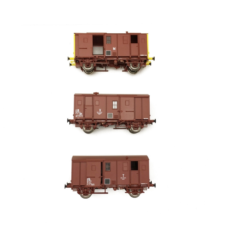 3 Fourgons Us UIC sans feu de fin convoi SNCF-HO 1/87-EPM E51012