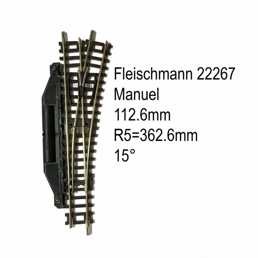 Rail aiguillage droit droit manuel 112.6mm-N-1/160-FLEISCHMANN 22267