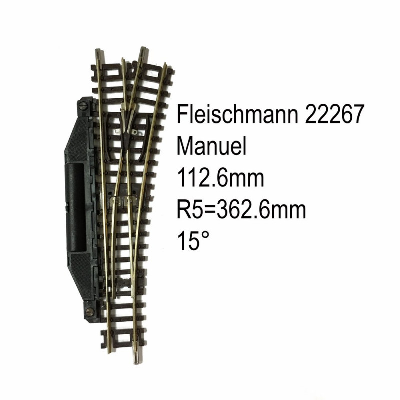 Rail aiguillage droit droit manuel 112.6mm-N-1/160-FLEISCHMANN 22267