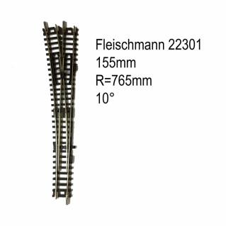 Rail aiguillage droit gauche manuel 155mm-N-1/160-FLEISCHMANN 22301