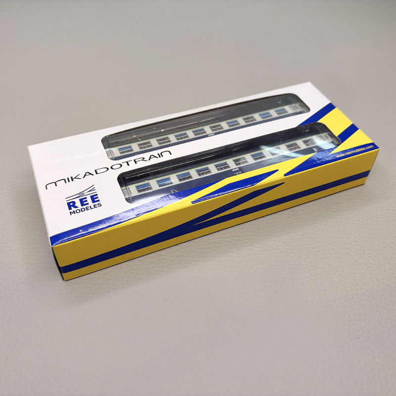 2 voitures couchettes UIC B9c9x, 2CL, livrée "TEN", logo blanc encadré, SNCF - REE NW-350