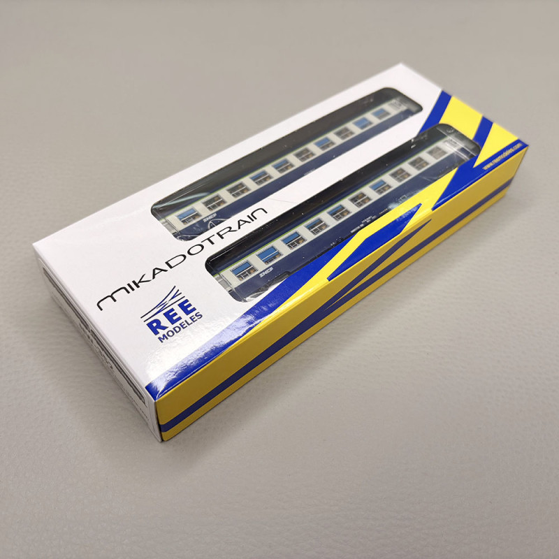 2 voitures couchettes UIC B9c9x, 2CL, livrée "TEN", logo blanc Nouille, SNCF - REE NW-352